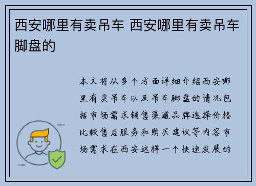 西安哪里有卖吊车 西安哪里有卖吊车脚盘的
